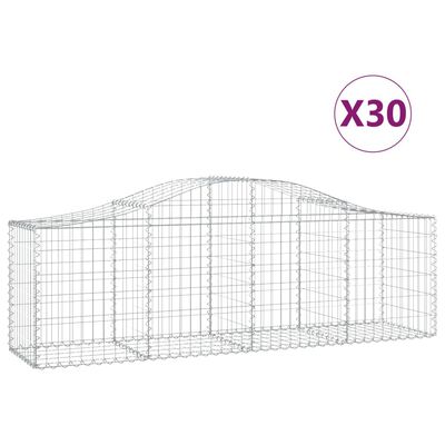 vidaXL Cestos gabião arqueados 30pcs 200x50x60/80 cm ferro galvanizado