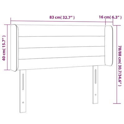 vidaXL Cabeceira de cama c/ luzes LED tecido 83x16x78/88cm cinza-claro