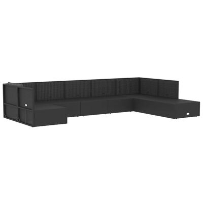 vidaXL 8 pcs conjunto lounge de jardim c/ almofadões vime PE preto