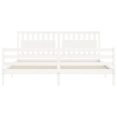 vidaXL Estrutura de cama com cabeceira 200x200cm madeira maciça branco