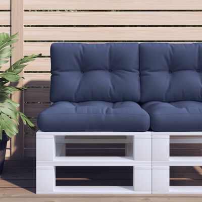 vidaXL Almofadão para sofá de paletes 50x40x12 cm tecido azul marinho