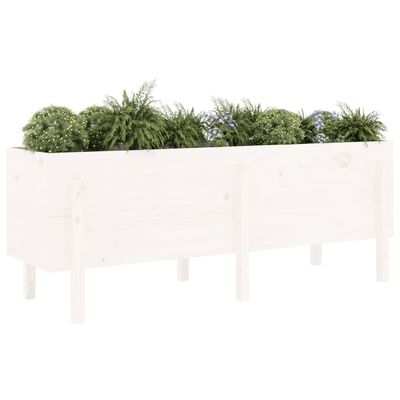 vidaXL Canteiro elevado de jardim 160x50x57 cm pinho maciço branco