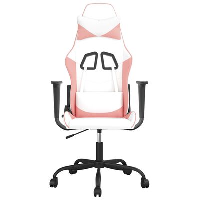 vidaXL Cadeira gaming couro artificial branco e rosa