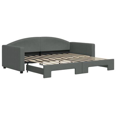 vidaXL Sofá-cama com gavetão 90x190 cm tecido cinzento-escuro