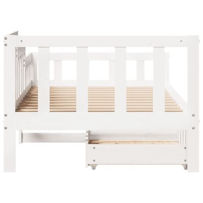 vidaXL Sofá-cama c/ gavetas 90x200cm madeira de pinho maciça branco