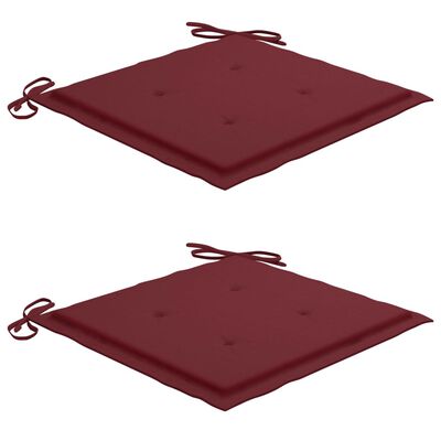 vidaXL Cadeiras jardim c/ almofadões vermelho tinto 2 pcs teca maciça