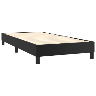 vidaXL Cama com molas/colchão 100x200 cm couro artificial preto