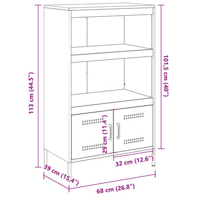 vidaXL Aparador alto 68x39x113 cm aço preto