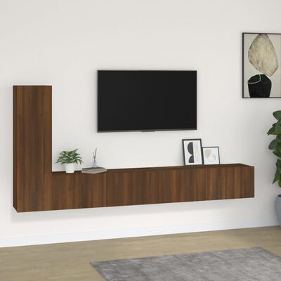 vidaXL Conjunto móveis de TV 3pcs madeira processada carvalho castanho