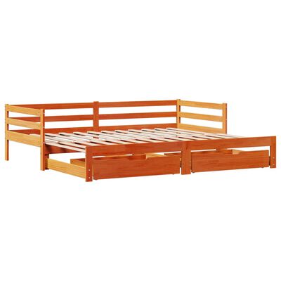 vidaXL Sofá-cama com gavetão e gavetas 90x190 cm madeira de pinho