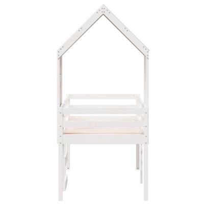 vidaXL Cama alta com telhado 75x190 cm pinho maciço branco