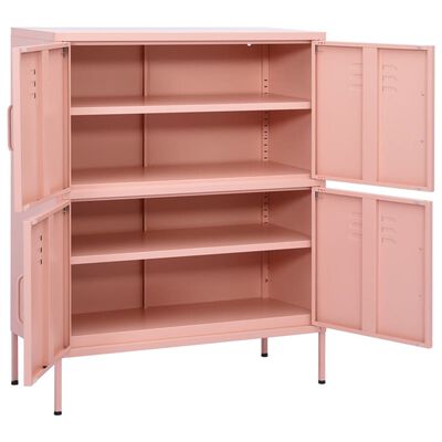 vidaXL Armário de arrumação aço 80x35x101,5 cm rosa