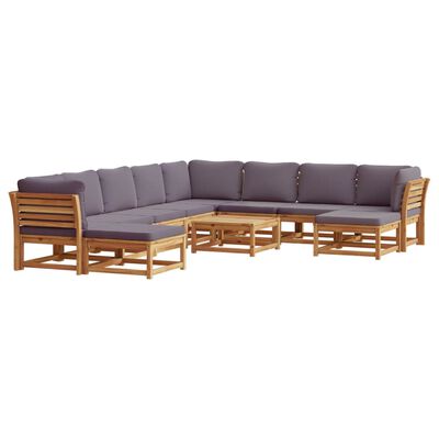 vidaXL 11pcs conjunto lounge jardim c/almofadões madeira maciça acácia