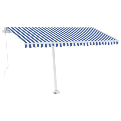 vidaXL Toldo retrátil manual independente 400x300 cm azul e branco