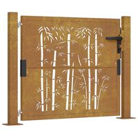 vidaXL Portão de jardim 105x105 cm aço corten design bambu
