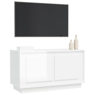 vidaXL Móvel de TV 80x35x45 cm derivados de madeira branco brilhante