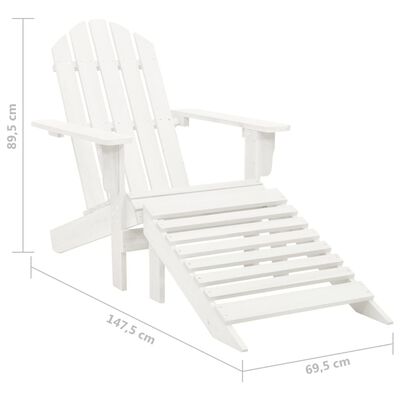 vidaXL Cadeira de jardim Adirondack c/ otomano e mesa abeto branco