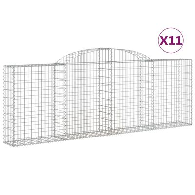 vidaXL Cestos gabião arqueados 11 pcs 300x30x100/120 ferro galvanizado