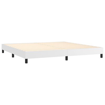 vidaXL Cama com molas/colchão 200x200 cm couro artificial branco