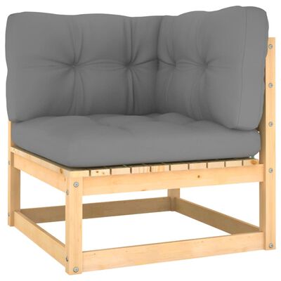 vidaXL 8 pcs conjunto lounge de jardim com almofadões pinho maciço