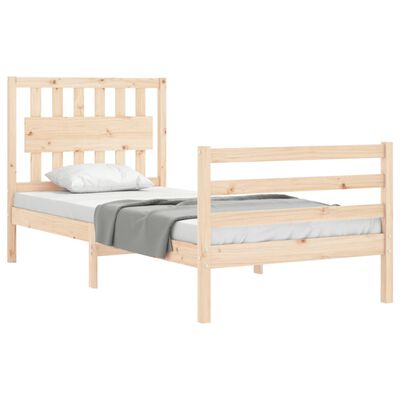 vidaXL Estrutura de cama com cabeceira 90x200 cm madeira maciça