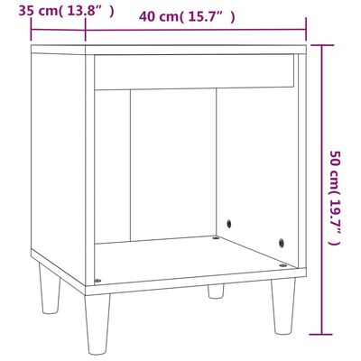 vidaXL Mesa de cabeceira 40x35x50 cm derivados de madeira branco