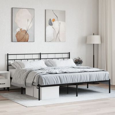 vidaXL Estrutura de cama com cabeceira 193x203 cm metal preto