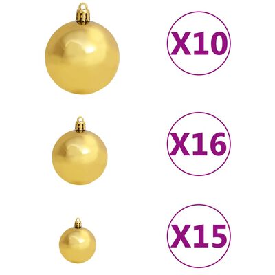 vidaXL Árvore Natal artificial c/ 300 luzes LED, bolas e neve 180 cm