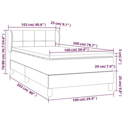 vidaXL Cama com molas/colchão 100x200 cm veludo preto