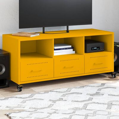 vidaXL Móvel de TV 100,5x39x43,5 cm aço amarelo mostarda