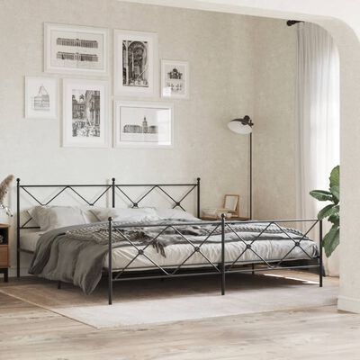 vidaXL Estrutura de cama com cabeceira e pés 193x203 cm metal preto