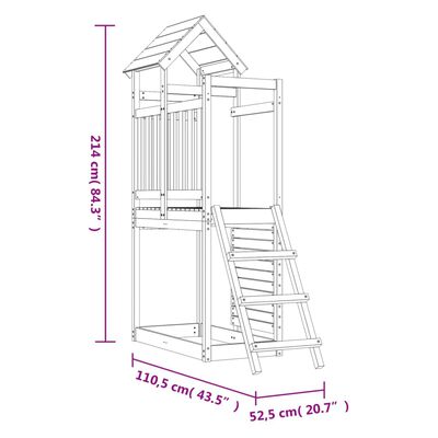 vidaXL Conjunto de brincar p/ exterior 52,5x110,5x214 pinho maciço