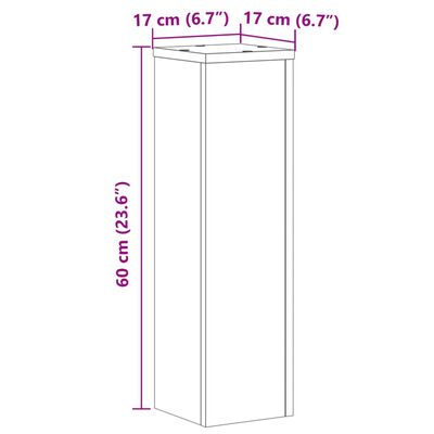 vidaXL Suportes p/ plantas 2 pcs 17x17x60 cm derivados madeira branco