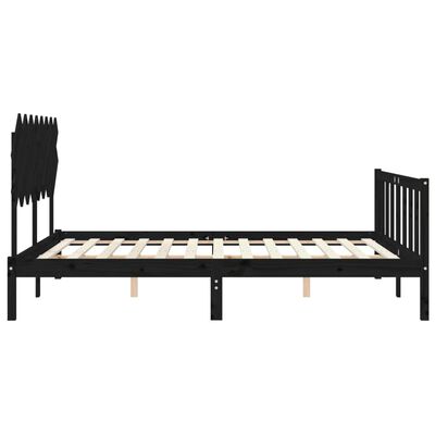 vidaXL Estrutura de cama com cabeceira 160x200 cm madeira maciça preto