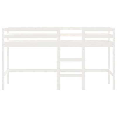 vidaXL Cama alta p/ criança c/ escada 90x200 cm pinho maciço branco