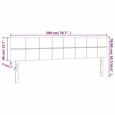 vidaXL Cabeceira de cama 2 pcs veludo 100x5x78/88 cm cinzento-escuro