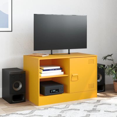 vidaXL Móvel de TV 67x39x44 cm aço amarelo mostarda