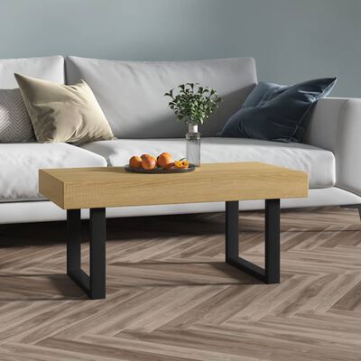 vidaXL Mesa de centro 90x45x40 cm MDF e ferro castanho-claro e preto