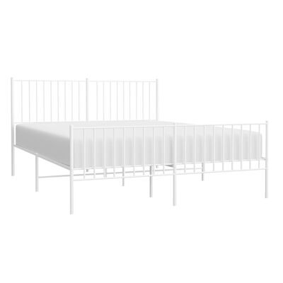 vidaXL Estrutura de cama com cabeceira e pés 150x200 cm metal branco