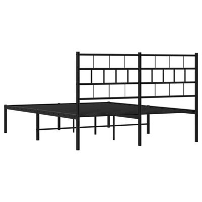 vidaXL Estrutura de cama em metal com cabeceira 150x200 cm preto