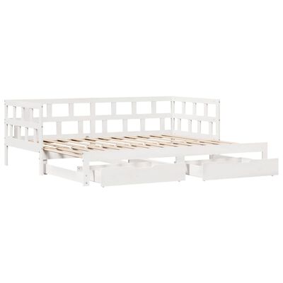 vidaXL Sofá-cama c/ gavetão e gavetas branco 90x190cm madeira de pinho