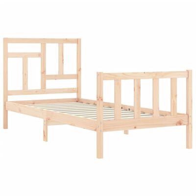 vidaXL Estrutura de cama com cabeceira 90x200 cm madeira maciça