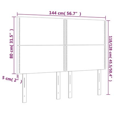 vidaXL Cabeceira cama c/ LED couro artif. 144x5x118/128 cm cappuccino