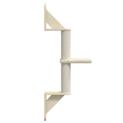 vidaXL Árvore de parede para gatos c/ poste arranhador 85,5 cm creme