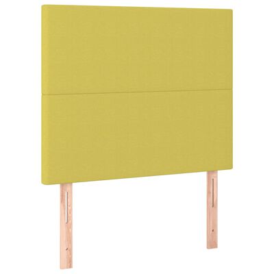 vidaXL Cabeceira cama c/ LED tecido 100x5x118/128 cm verde