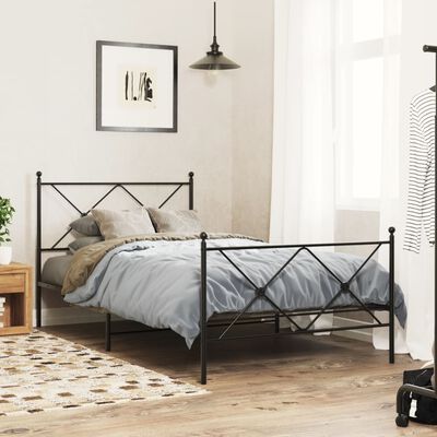 vidaXL Cabeceira de cama 100 cm metal preto