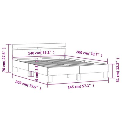 vidaXL Estrutura cama c/ cabeceira derivados madeira carvalho sonoma