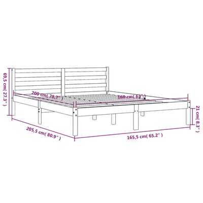 vidaXL Cama sem colchão 160x200 cm madeira pinho maciço castanho-mel