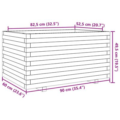 vidaXL Vaso/floreira de jardim 90x60x49,5 cm madeira pinho impregnada