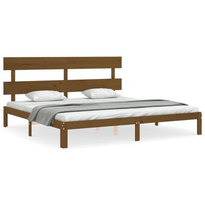 vidaXL Estrutura cama c/ cabeceira 200x200cm maciço castanho-mel